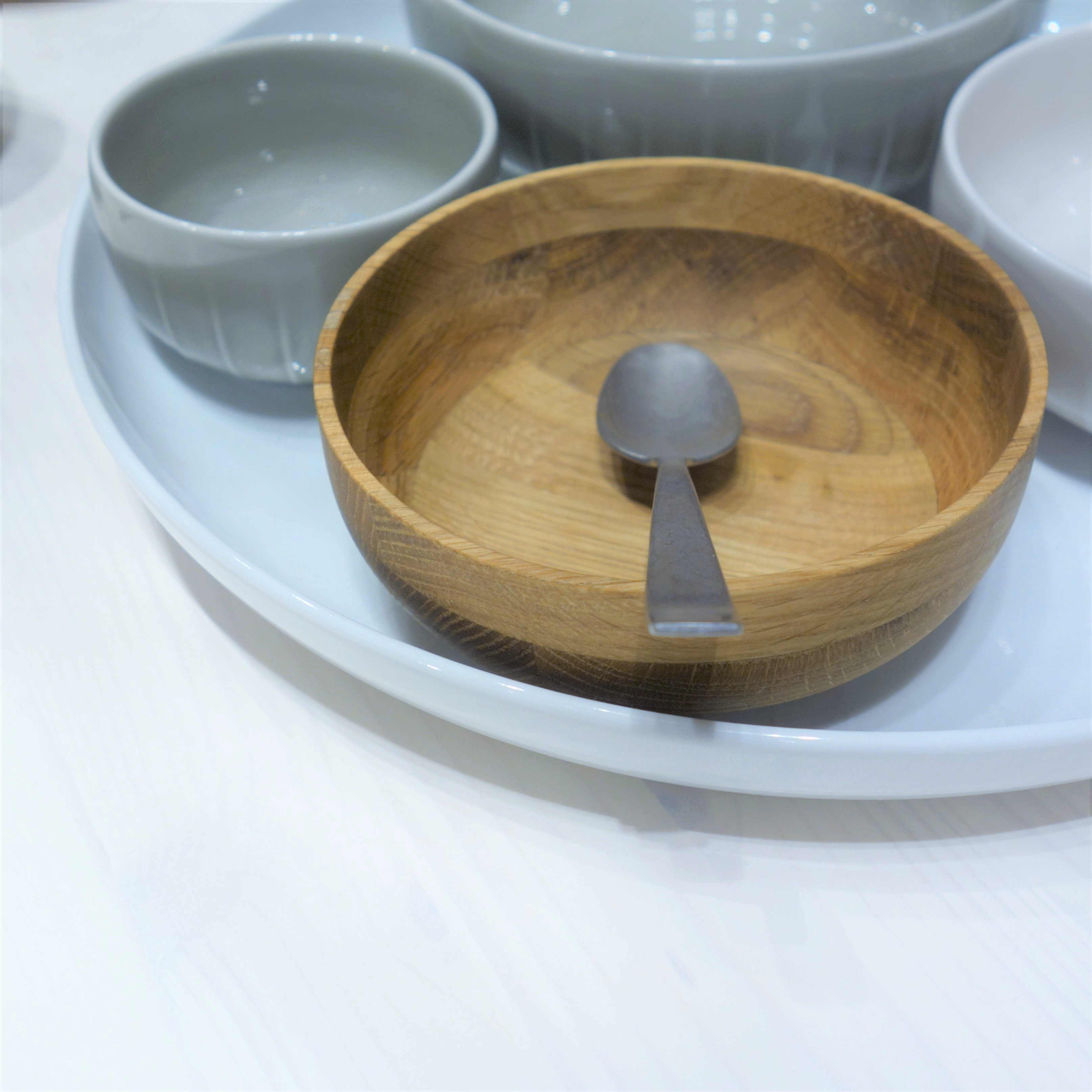 dewitt kendall wooden bowl pewter spoon translucent glaze tabletimes blog
