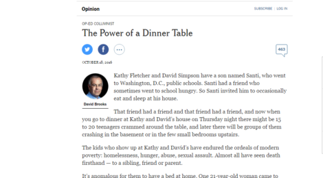 The Power of a Dinner Table - from the New York Times October 18, 2016